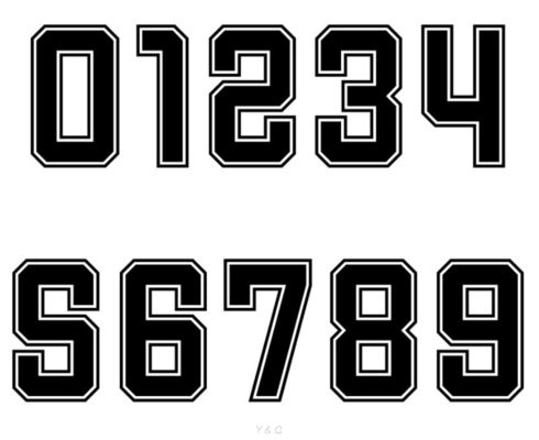 Screen Printed Numbers And Letters 25cm Heat Press Numbers For Jerseys Classic Style