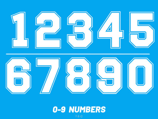Screen Printed Numbers And Letters 25cm Heat Press Numbers For Jerseys Classic Style